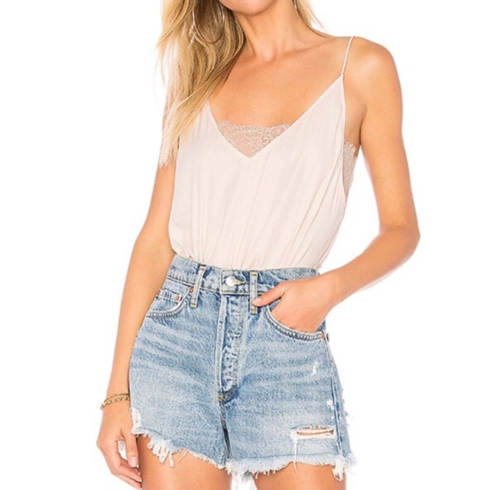 Free People Deep V Neck Lace Bandeau Cami Top M